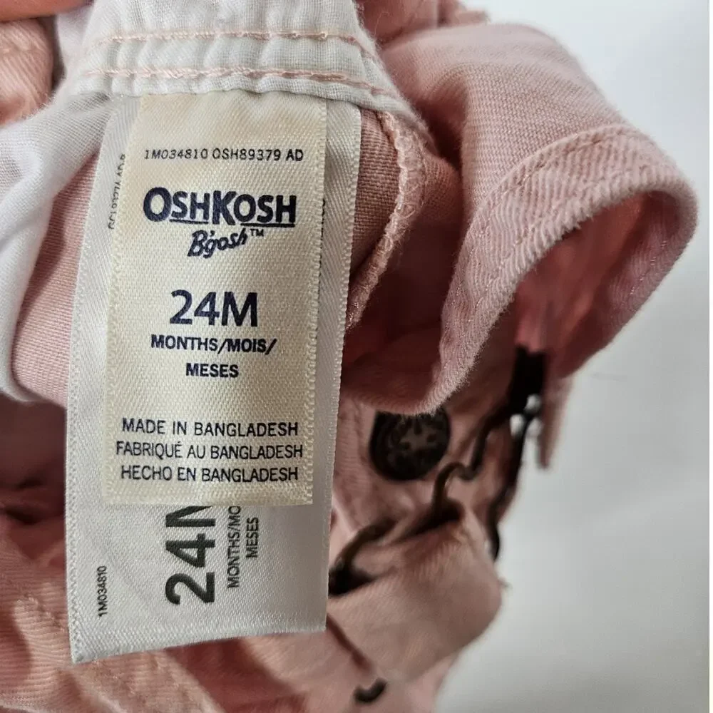 OshKosh B’Gosh Overalls 24M Pink Denim Farm Work Western Rodeo Riding Ranch